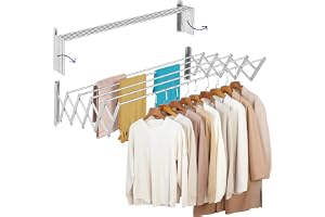 Altaudia Förlängbart torkställ för vägg 120 cm rostfritt, hopfällbart med 5 aluminiumrör, utdragbar 12–80 cm, väggmontering i