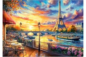 NEWENMO Bricolaje Eiffel Tower Diamond Painting Adultos,5D Belleza de París Diamond Art Kit,Kit Completo de Pintura de Diamante,DIY Dibujo de Diamantes Kit,para Decoración de Hogar Oficinas 30x40cm