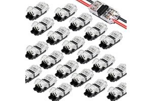 INNOVESS 20PCS Wire Connectors, Cable Connectors & Electrical Wire Connectors 2-Pin, Push Fit Quick Connect for 18-22AWG Wires, Low Voltage DIY Home and LED Lighting Projects