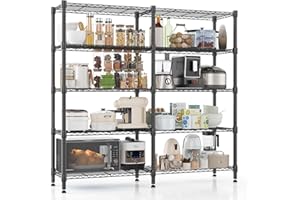 Himimi 5-poziomowy regał magazynowy metalowy regał do przechowywania regulowana wysokość regał druciany regał magazynowy regał ciężki regał garażowy regał na zapasy regał kuchenny, 152*35*183cm Czarny