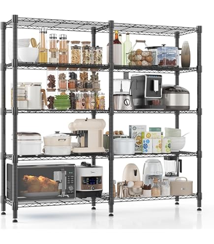 casa pura Metalen rek Rocky wit - decoratief en robuust opbergrek, steekrek voor badkamer, keuken, kantoor, magazijn, kelder (5 planken - 90 (B) x 60 (D) x 200 (H) cm