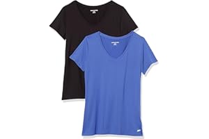 Amazon Essentials Women's Active Quick Dry Tech Stretch Short-Sleeve V-Neck T-Shirt (Available in Plus Size)