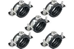 AERZETIX - Set di 5 - Fascette isofonico - supporto di fissaggio con guarnizione - per tubo Ø1'' 32-35mm - DIN EN 10111 - in acciaio inossidabile A2 - da avvitare М8 - C49900