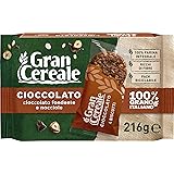 Gran Cereale Cioccolato, Biscotti con Cioccolato Fondente e Nocciole, Confezione 216 g con 6 Monoporzioni da 4 Biscotti