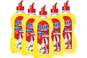 Pril Brillantante+ Brillante per Lavastoviglie, Limone & Lime, 5 Confezioni da 500 ml