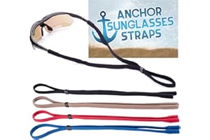 Anchor Glasses Straps Sunglasses Strap Sports Safety Glasses Holder 4pk with Bonus Sunglass Carrying Case and Cloth