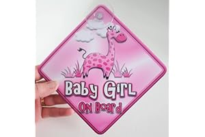 JUST THE OCCASION Giraffe Baby Girl Non Personalised Novelty Baby on Board car Window Sign