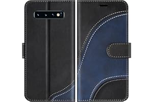 BoxTii Hülle für Samsung Galaxy S10 Plus, PU Leder Handyhülle für Galaxy S10 Plus, Ledertasche Klapphülle Schutzhülle mit Kartenfächer und Magnetverschluss, Schwarz