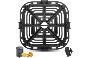 GCQ Air Fryer Grill Pan for COSORI Air Fryer Pro LE 5 Qt, Non-Stick 8.26’’*8.26’’Square Air Fryer Rack Replacement Parts Accessories Grill Plate Crisper Plate Tray with Rubber Bumpers, Dishwasher Safe