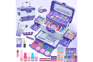 MRABBITOO Set di Trucchi per Bambini e Bambine - 57 Pezzi Anallergici Set Trucchi Bambina Lavabile Valigetta Trucchi Ragazze,Giocattoli, Natale,Regalo di Compleanno per Ragazze 4, 5, 6, 7, 8, 9, 10 Anni (viola)