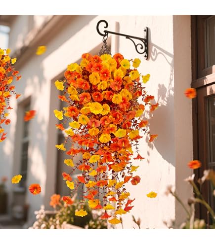 Panier Suspendu à Fleurs Artificielles En Soie - Multicolores (violet, Jaune, Rouge…) - Taille Moyenne - Décoration Maison, Jardin, Mariage - DIY Facile