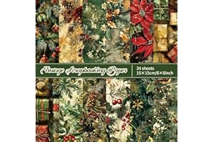 Npcswxq 24Pcs 6×6 Christmas Scrapbook Paper Pattern Pad , Festival Decorative Craft Paper Pack for DIY Card Making Scrapbooking Decor Junk Journal,Craft Gift Wrapping Background Art Photo Album