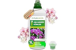 Purgrün® Orchideendünger 1 Liter – Lang anhaltende Blütenpracht dank Guano – Vollspektrum Nährstoffe für gesundes Wachstum – Konzentrat für ca. 400 Liter Gießwasser – Premium-Flüssigdünger