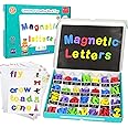Prisma Collections 4in1 Fun Alphabets - 143 Magnetic Letters Numbers for Kids with Board, Foam-Made & Phonics Spelling Guide, ABCD Learning Educational Toys for 3 4 5 Years Boys Girls