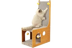 CHENDY Cat Scratcher, House Cardboard Cat Scratcher, Vertical Cat Scratching Board, Cat Scratch Pads for Indoor Cats with 4 Cat Ball Toys for Resting and Playing