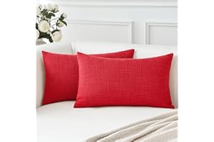 Artscope 2 Pezzi Natale Federe per Cuscini in Finto Lino Minimalista Copricuscini Decorativo per Domestica Soggiorno Camera da Letto Divano 40x60cm, Rosso