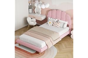 JiaOyu Letto singolo 90 x 200 cm, letto imbottito con rete a doghe per ragazze, con testiera regolabile, per cameretta dei bambini, senza materasso (rosa + velluto, 90 x 200 cm)