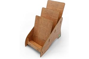 ‎STABLECO stableco 1x ökologischer Prospektständer DIN A5 vertikal mit 3 Fächer stabiler Flyerständer im natural Design No Plastic! Just Paper! nachhaltiger Prospekthalter Postkartenständer schnell aufzubauen