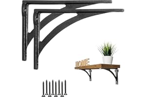 EDUWURXS Ironbridge Cast Iron Heavy Duty Shelving Brackets | Wall Shelf Supports (5.5x7" Pack of 2)