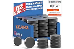 ‎REORDA REORDA Magnete für Magnettafel stark - 62x Starke Magnete für Whiteboard, Pinnwand, als Kühlschrank Magnete & Tafelmagnete stark haftend, Magnete rund - Schwarz