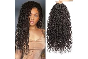 PORSMEER 6 opakowań kręconych bogini sztuczne loki szydełkowe włosy dla kobiet, 18 cali szydełkowe włosy bogini hippie loki, syntetyczne warkocze, przedłużanie włosów boho