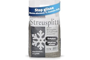 OPPENHÄUSER Gravillons d’épandage de diabase 15kg : grains 1–3 mm, norme TL Gestein-StB, effet antidérapant immédiat, granulat écologique pour trottoirs et escaliers sûrs, idéal pour pavés, premium