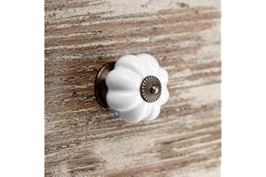 SOTECH SO-TECH Anna Lot de 5 boutons de meuble en porcelaine avec socle bruni Ø 39 mm Blanc