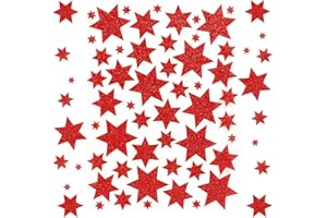 COLOFALLA 250pcs Pegatinas Estrellas con Purpurina Stickers Estrella para Navidad Portátil Equipaje Decoración Infantiles Regalo (rojo)