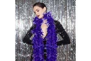 GEWDW 2m Colorful Feather Boa for Wedding Parties, Concert, Fancy Dresses, Hen Nights (Purple)