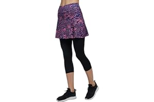 Westkun Womens Slit Cut Tennis Skirt with Leggings Skirted Capris Leggings Trousers with Pockets
