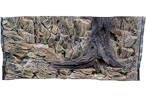 Aqua Maniac Arrière-plan d'aquarium en 3D, motif rochers et racines avec aérations, réalisation en polyrésine (pas de mousse), épaisseur 4 à 6 cm, décoration unique