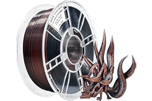 iBOSS Filamento in seta a tre colori PLA PLUS 1,75 +/-0,02 mm, filamento per stampante 3D lucido PLA+, filamento di stampa 3D lucido da 1 kg (seta nera e rossa e rame)