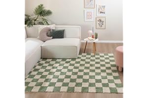 ‎FRAAI | HOME & LIVING FRAAI | Home & Living Retro Teppich - Gambit Grün Weiß - Blöcke - Wohnzimmer, Kinderzimmer, Schlafzimmer - Fellteppich - Carpet