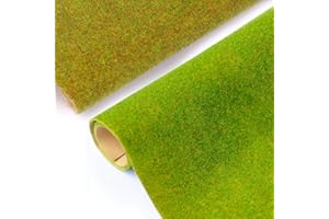 Jortmrd 2 Rouleaux 100 x 35 cm Tapis d'Herbe Pelouse Artificielle, Faux Gazon Modèle Ferroviaire, pour Accessoires de Modélisme, Aménagement Paysager (Vert Jaune + Vert Clair)