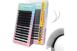 NAGARAKU YY Ciglia Extension 4D Ciglia a Forma di Y Ventagli Prefabbricati Volume Russo Premade Fans Naturale Eyelash Individuali Cluster Wispies Incrociate Ciglia Opaco Nero 12 File (0.10 C 8-15mm）