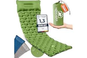 ‎NORDBÄR NORDBÄR® Isomatte mit Kissen aufblasbar & Ultraleicht | Iso Luftmatratze kleines Packmaß für Camping, Outdoor & Zelten | Campingmatte, Schlafmatratze, Reisematratze