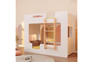 smartwood Litera Infantil 80x160 Blanco - Cama Litera de Madera con Barandillas de Seguridad y Somier de Láminas - Soporta hasta 230 kg - para Niños y Niñas - Mimi B