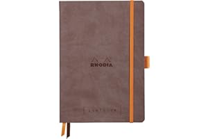 Rhodia 117763C Notatnik Goalbook (A5, 14,8 x 21 cm, kwadratowy, praktyczny i modny, miękka okładka, 90g, papier w kolorze kości słoniowej, 120 kartek, ... zakładka) 1 sztuka, czekoladowy, brązowy: 36