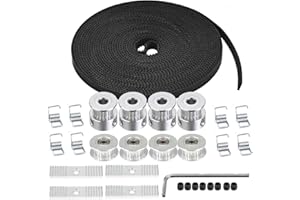 TUZUK 5M GT2 Correa de distribución de 6 mm de ancho+4 20 dientes de 5 mm de diámetro, polea de distribución+4 poleas+8 resortes tensores de torsión+4 bloques de montaje Llave para impresora 3D