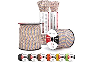 Brotree 4mm Paracorde 550 7 Brins Corde en Nylon Type III Corde Parachute pour Survie, Extérieur, Bricolage (15m, 30m, 50m) - 250kg Charge de Rupture