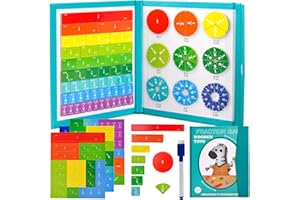 YAOZUP Juego de Fracciones, Juego Magnético de Fracciones, Fracciones Magneticas, Juegos Educativos de Matemáticas, Fracciones Magnéticas, Juguete Matemático Montessori, A Partir de 7 Años