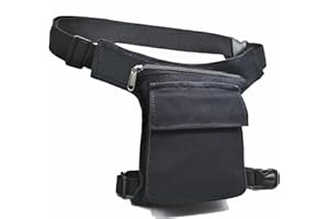 AHR Quality Marsupio da gamba con cinghia da gamba rimovibile Marsupio laterale gamba Moto Hippie con cerniera, 3 tasche e doppio fissaggio unisex
