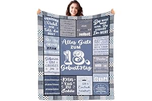 ZUCZUG Kuscheldecke zum 18. Geburtstag Geschenk Mädchen & Jungen - 18 Geburtstag Deko, Super Weiche Flanelldecke für 18. Tochter Schwester Freundin