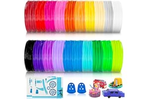 XULISHENG 3D Pen Filament Refills PLA 20 Colors 1.75mm 3D Printing Pen Filament 16.4 Feet Per Colour Total 328 Feet with Mould Guiding Booklet and Silicone Finger Caps for Most Intelligent 3D Pen