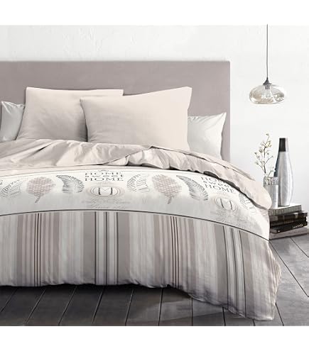 Home Passion Parure Copripiumino 3 Pezzi Frise Grigio 100