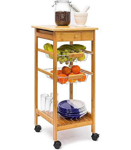 Keukentrolley Op Wielen Met Uitbreidbare Bladen - 97x37x76 Cm