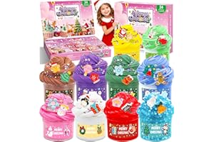 BARAKYEG Slime Calendrier de l'Avent 2025 Enfants,Calendrier de Noël 24 Jours de Slimes Transparent et Accessoires,Calendriers de l'avent- Slime DIY,Cadeau de Noël Amusant pour Filles et Garçons