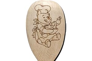 FASTCRAFT Cuillère à pâtisserie en bois inspirée d'un ours célèbre, cadeau de boulangerie en bois, cadeau de boulangerie Winnie l'ourson