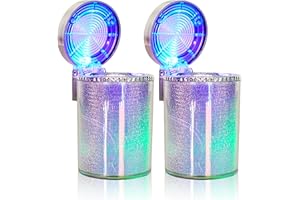 Geoyien Posacenere auto, Posacenere per auto, Portacenere, Posacenere colorato sigillato staccabile portatile appendibile, Luci LED integrate, Ignifugo e resistente al calore, per casa allaperto auto