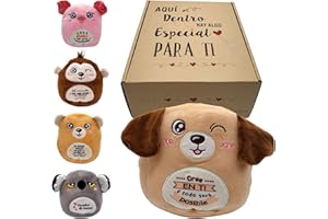 PELUCHILANDIA Regalos Amigas Originales | Regalos para Amigas Especiales | Regalo Personalizado | Regalo Amiga Cumpleaños | Regalos Originales para Amigos | Perro Peluche Cojín con Frases Motivadoras (Perro)